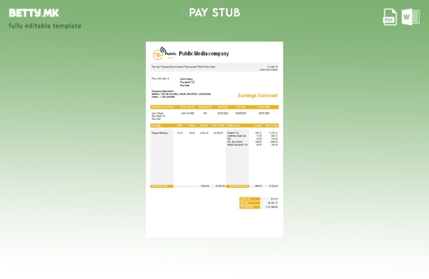модерен стил Шаблон за изјава за заработка на јавна медиумска компанија